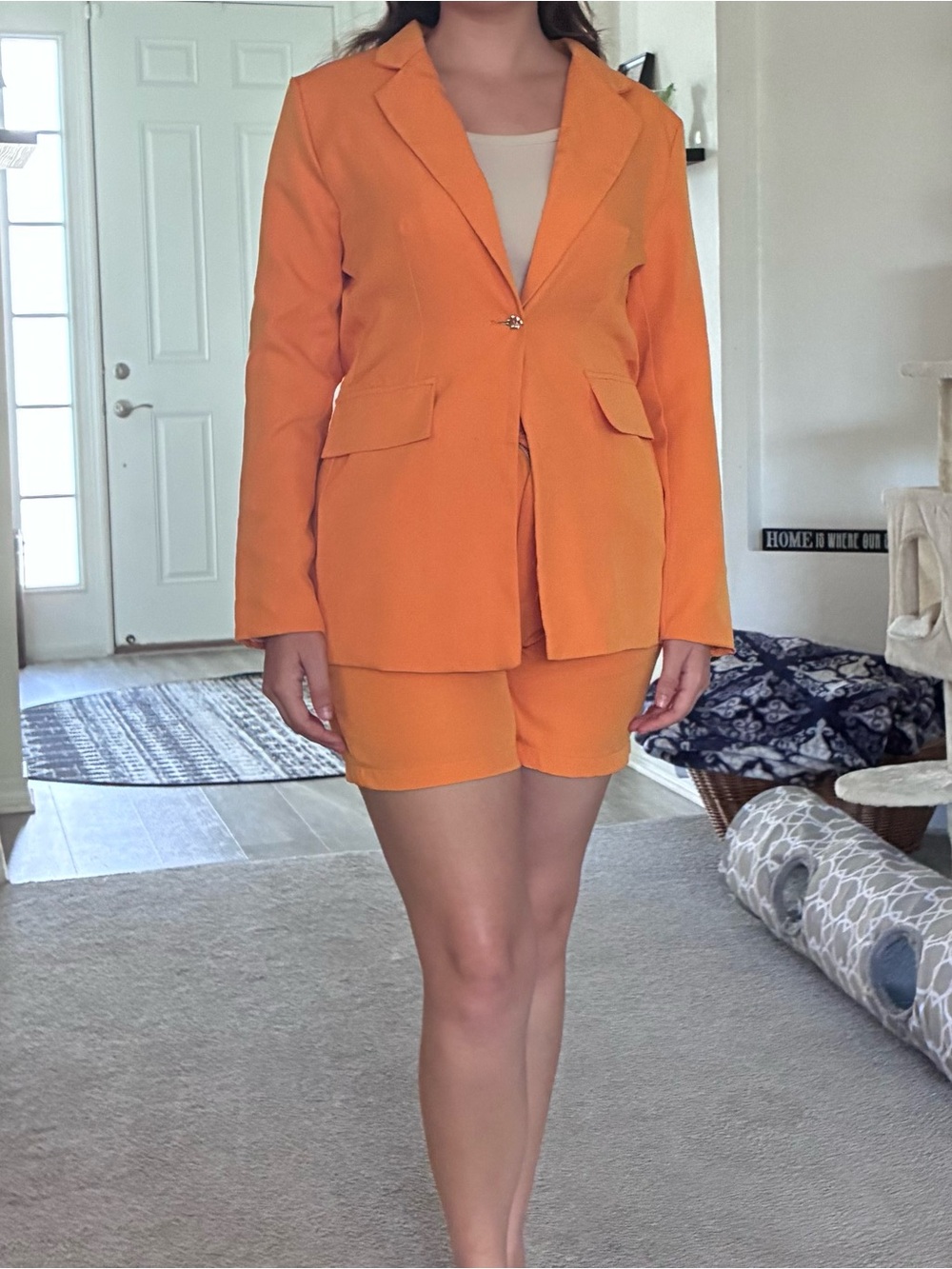 Jacket and Shorts Set with Crown-Shaped Buttons
